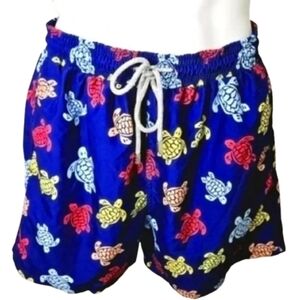 Vilbrequin Blue Colorful Turtle Print Swim Trunks Board Shorts
